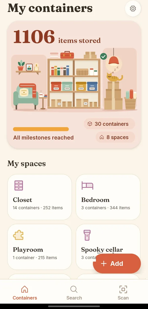 BoxTales home screen: the rooms of the house and their boxes